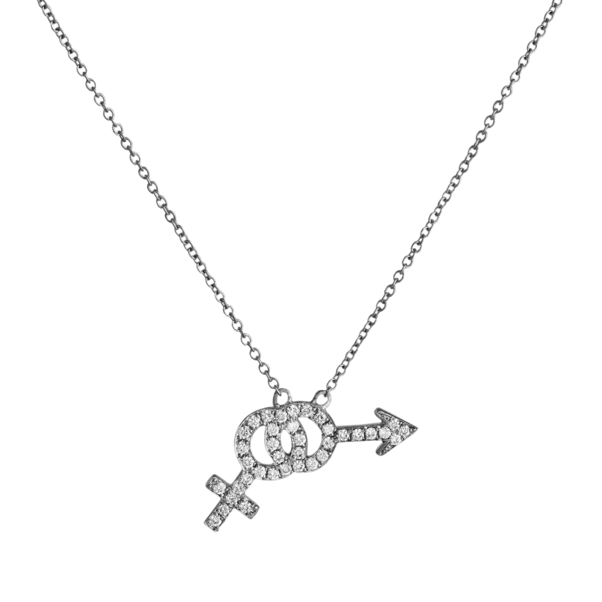 14k gold Necklace - Pavé Bisexual Symbol Necklace - Corvo Jewelry by Lily Raven