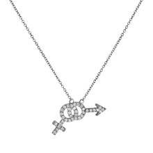 14k gold Necklace - Pavé Bisexual Symbol Necklace - Corvo Jewelry by Lily Raven