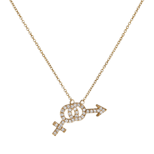 14k gold Necklace - Pavé Bisexual Symbol Necklace - Corvo Jewelry by Lily Raven