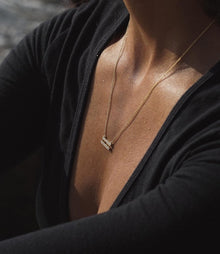 14k gold Necklace - Pavé Equality Symbol Necklace - Corvo Jewelry by Lily Raven