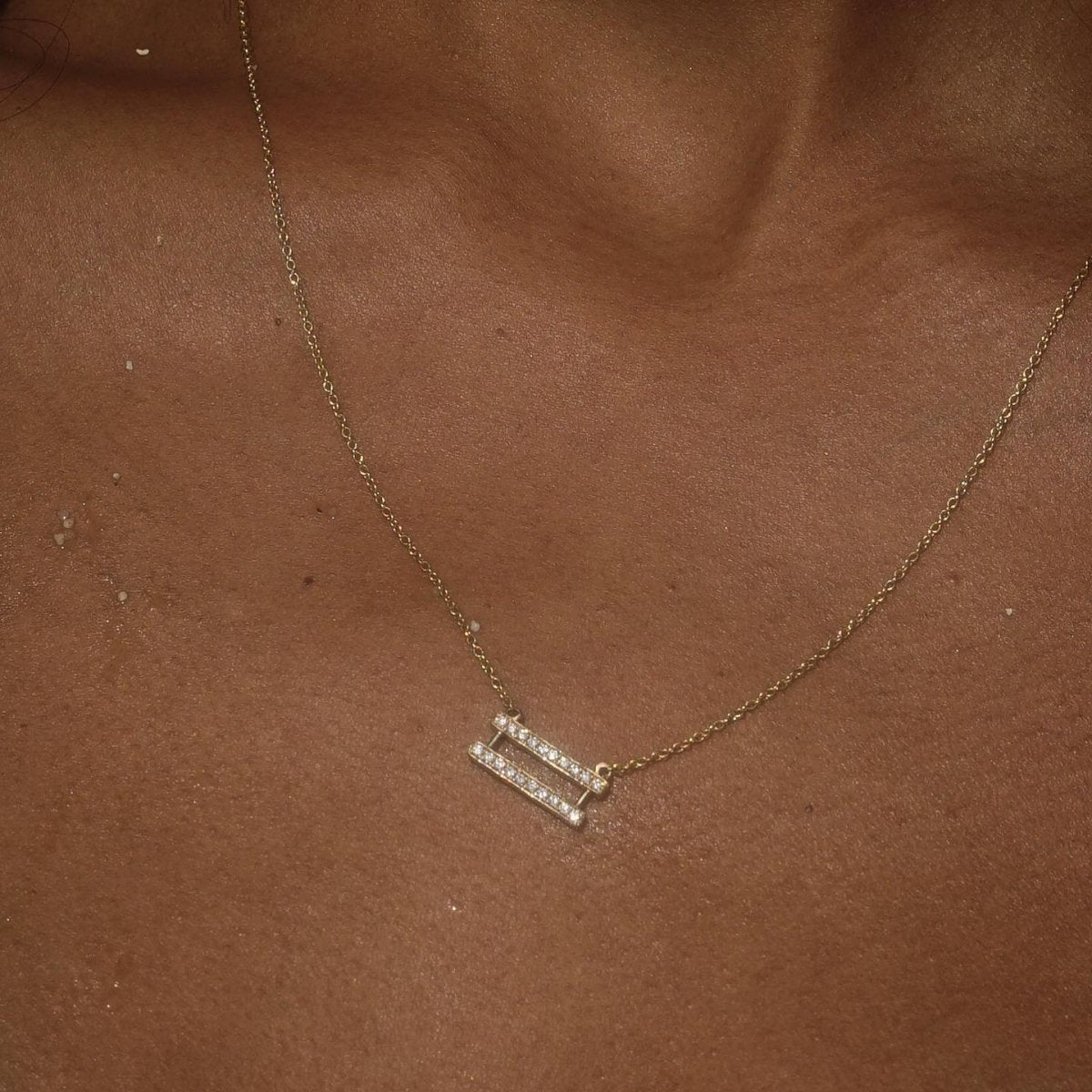 14k gold Necklace - Pavé Equality Symbol Necklace - Corvo Jewelry by Lily Raven