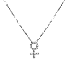 14k gold Necklace - Pavé Female Venus Symbol Necklace - Corvo Jewelry by Lily Raven