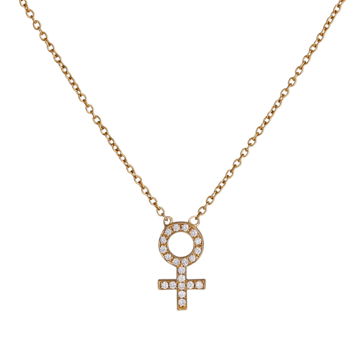 14k gold Necklace - Pavé Female Venus Symbol Necklace - Corvo Jewelry by Lily Raven