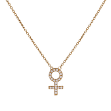 14k gold Necklace - Pavé Female Venus Symbol Necklace - Corvo Jewelry by Lily Raven
