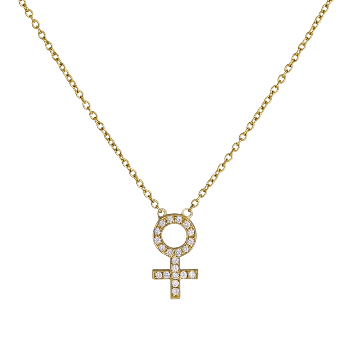 14k gold Necklace - Pavé Female Venus Symbol Necklace - Corvo Jewelry by Lily Raven