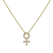 14k gold Necklace - Pavé Female Venus Symbol Necklace - Corvo Jewelry by Lily Raven