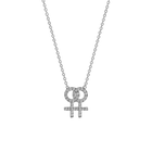 14k gold Necklace - Pavé Lesbian Symbol Necklace - Corvo Jewelry by Lily Raven