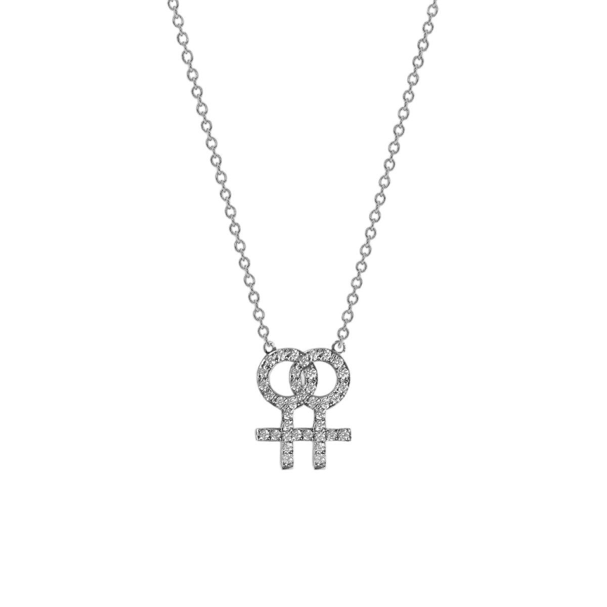 14k gold Necklace - Pavé Lesbian Symbol Necklace - Corvo Jewelry by Lily Raven