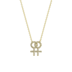14k gold Necklace - Pavé Lesbian Symbol Necklace - Corvo Jewelry by Lily Raven