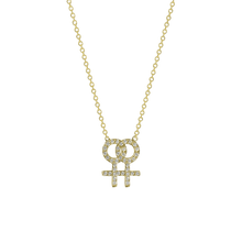 14k gold Necklace - Pavé Lesbian Symbol Necklace - Corvo Jewelry by Lily Raven