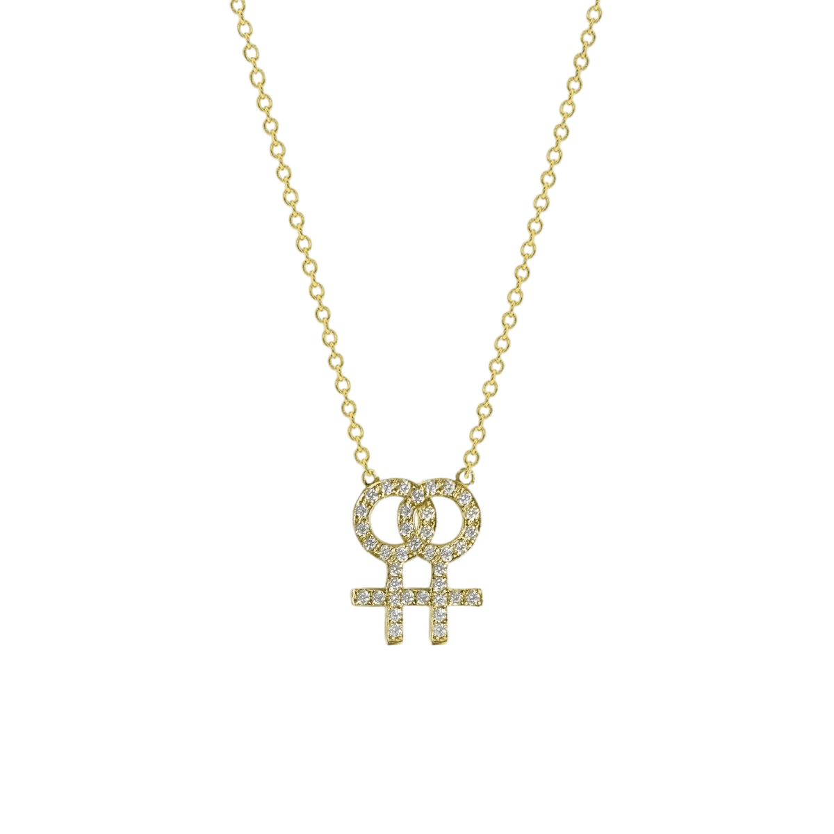 14k gold Necklace - Pavé Lesbian Symbol Necklace - Corvo Jewelry by Lily Raven