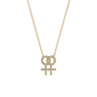 14k gold Necklace - Pavé Lesbian Symbol Necklace - Corvo Jewelry by Lily Raven