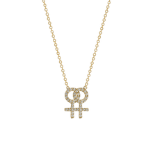 14k gold Necklace - Pavé Lesbian Symbol Necklace - Corvo Jewelry by Lily Raven