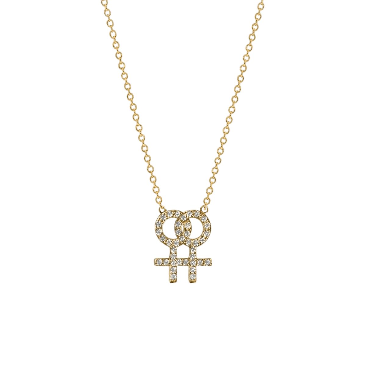 14k gold Necklace - Pavé Lesbian Symbol Necklace - Corvo Jewelry by Lily Raven