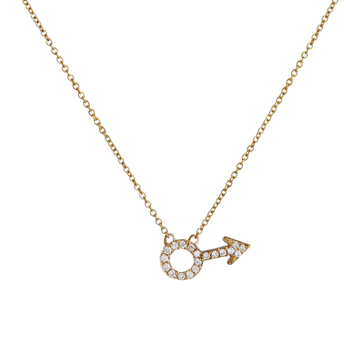 14k gold Necklace - Pavé Male Symbol Necklace - Corvo Jewelry by Lily Raven