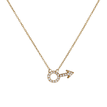14k gold Necklace - Pavé Male Symbol Necklace - Corvo Jewelry by Lily Raven