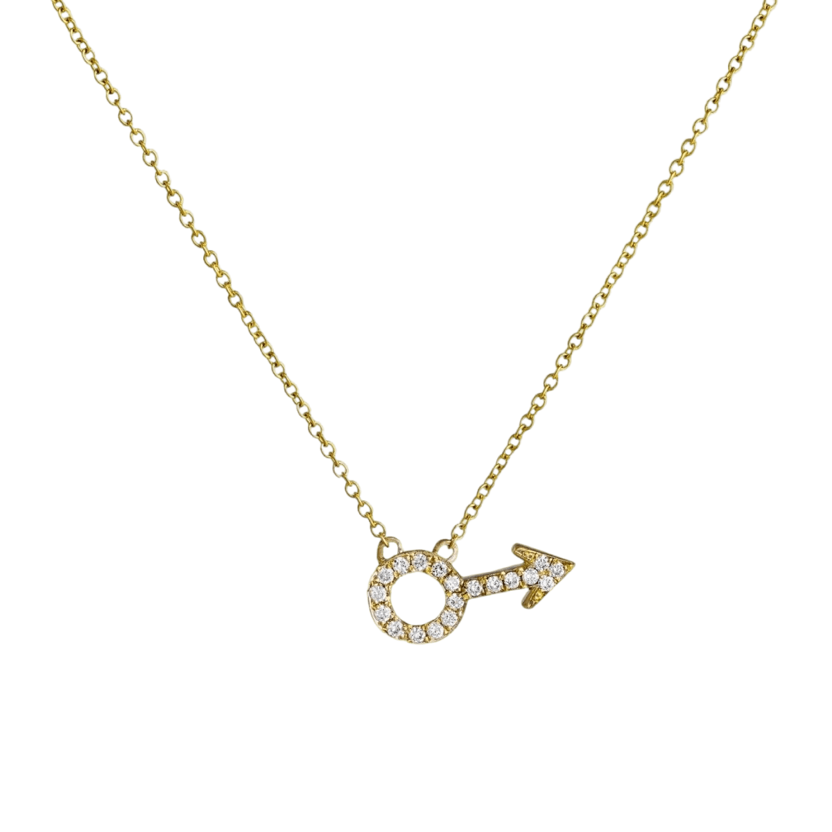 14k gold Necklace - Pavé Male Symbol Necklace - Corvo Jewelry by Lily Raven