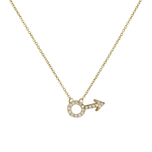 14k gold Necklace - Pavé Male Symbol Necklace - Corvo Jewelry by Lily Raven