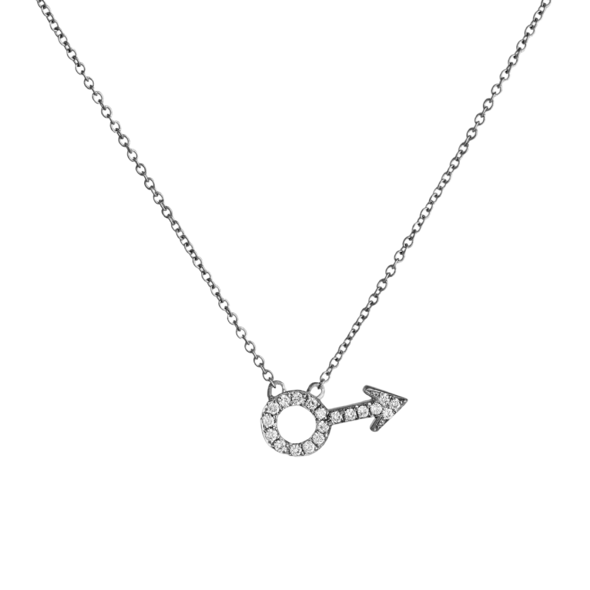 14k gold Necklace - Pavé Male Symbol Necklace - Corvo Jewelry by Lily Raven
