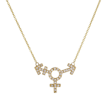 14k gold Necklace - Pavé Transgender Symbol Necklace - Corvo Jewelry by Lily Raven