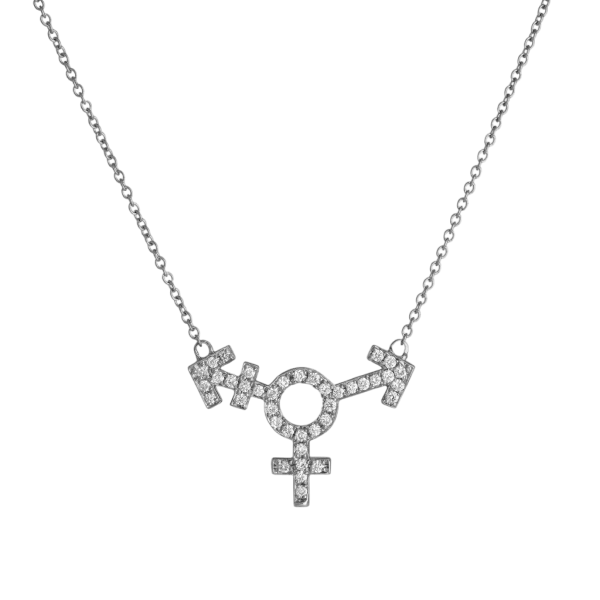 14k gold Necklace - Pavé Transgender Symbol Necklace - Corvo Jewelry by Lily Raven