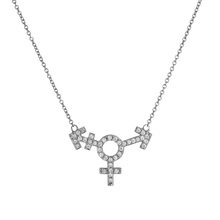 14k gold Necklace - Pavé Transgender Symbol Necklace - Corvo Jewelry by Lily Raven