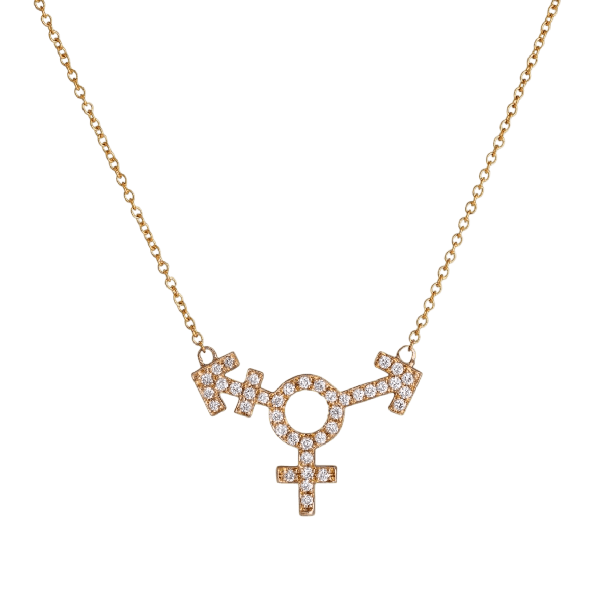 14k gold Necklace - Pavé Transgender Symbol Necklace - Corvo Jewelry by Lily Raven