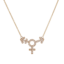 14k gold Necklace - Pavé Transgender Symbol Necklace - Corvo Jewelry by Lily Raven