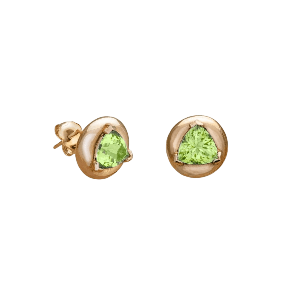 14k gold Earrings - Peridot Solitaire Earrings - Corvo Jewelry by Lily Raven