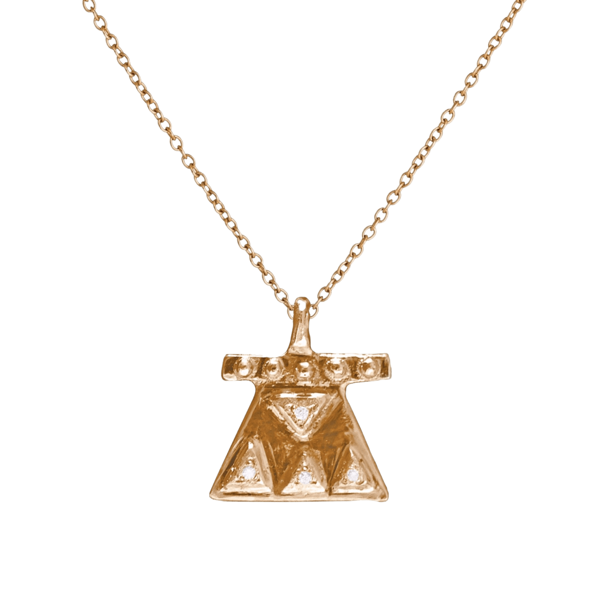 14k gold Necklace - Perspective Diamond Necklace - Corvo Jewelry by Lily Raven