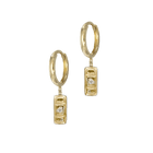 14k gold Earrings - Petite Diamond Rectangle Dangle Earrings - Corvo Jewelry by Lily Raven