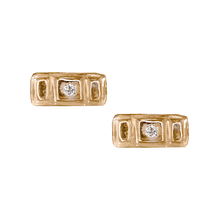 14k gold Earrings - Petite Diamond Rectangle Studs - Corvo Jewelry by Lily Raven
