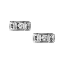 14k gold Earrings - Petite Diamond Rectangle Studs - Corvo Jewelry by Lily Raven