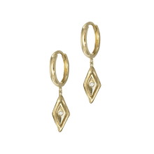 14k gold Earrings - Petite Diamond Rhombus Dangle Earrings - Corvo Jewelry by Lily Raven