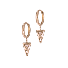 14k gold Earrings - Petite Diamond Triangle Dangle Earrings - Corvo Jewelry by Lily Raven
