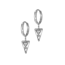 14k gold Earrings - Petite Diamond Triangle Dangle Earrings - Corvo Jewelry by Lily Raven