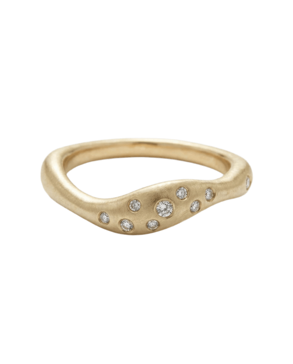 14k gold Rings - Ripple Diamond Ring - Corvo Jewelry by Lily Raven