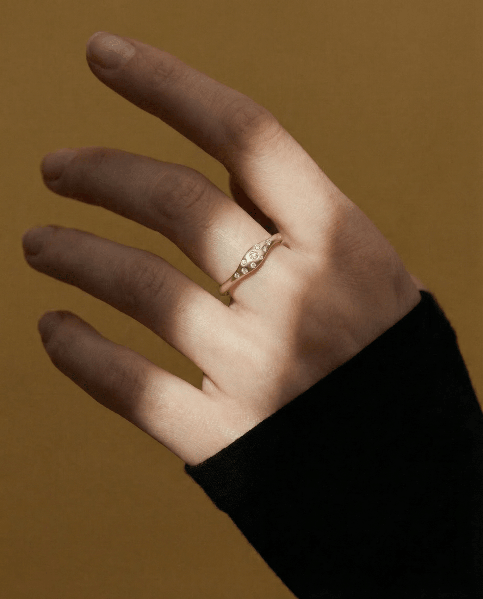 14k gold Rings - Ripple Diamond Ring - Corvo Jewelry by Lily Raven