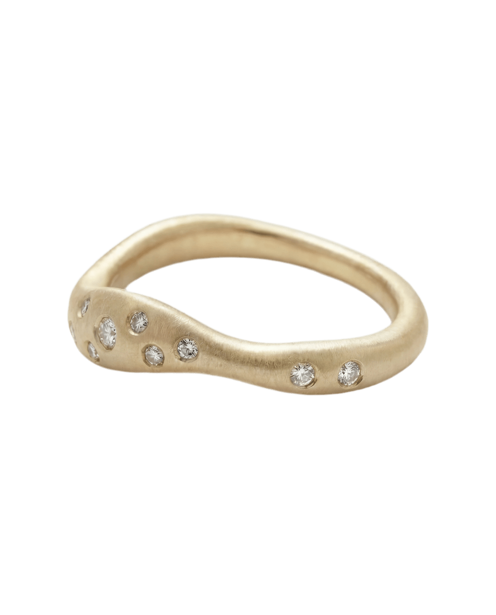 14k gold Rings - Ripple Diamond Ring - Corvo Jewelry by Lily Raven