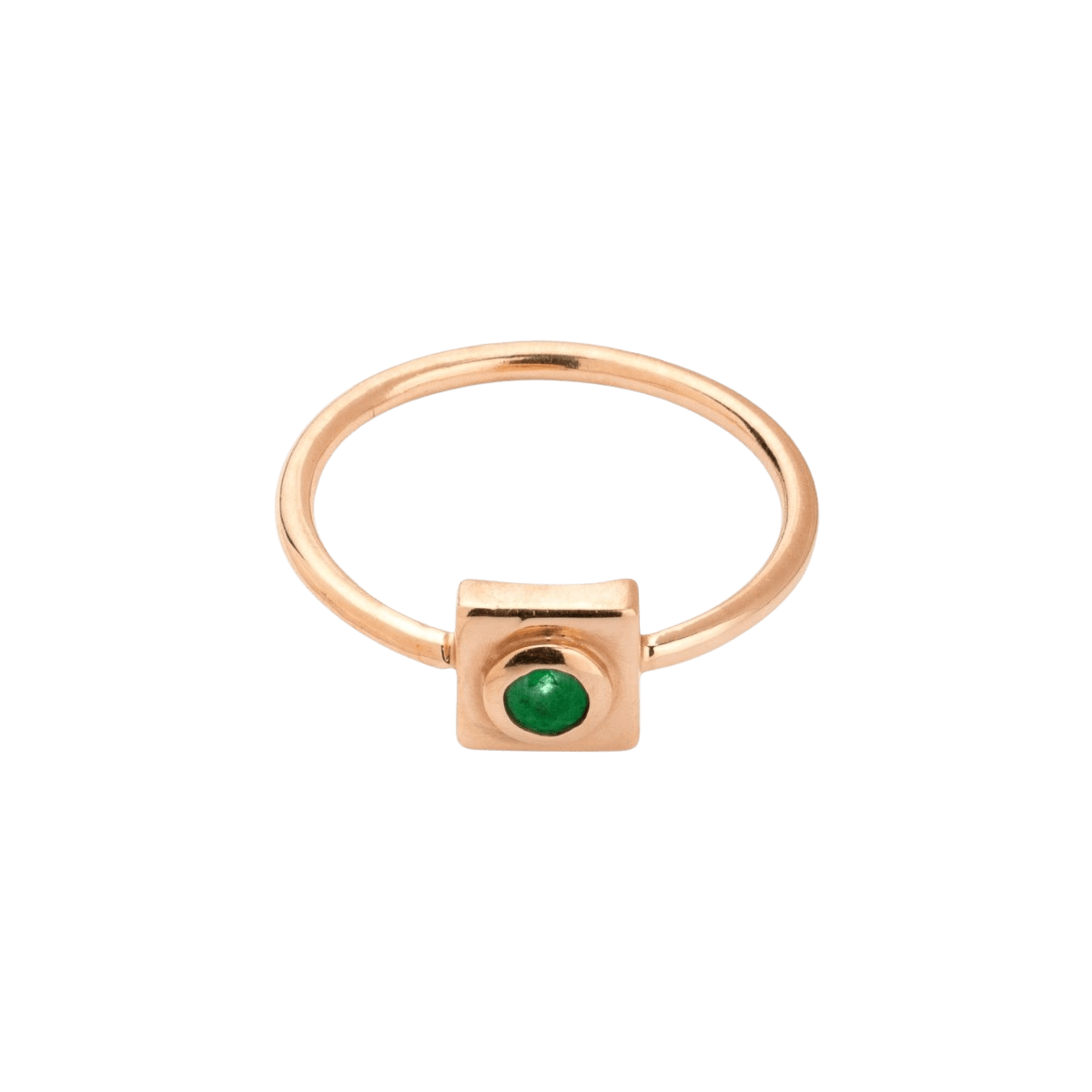 14k gold Rings - Squared Circle Emerald Ring - Corvo Jewelry by Lily Raven