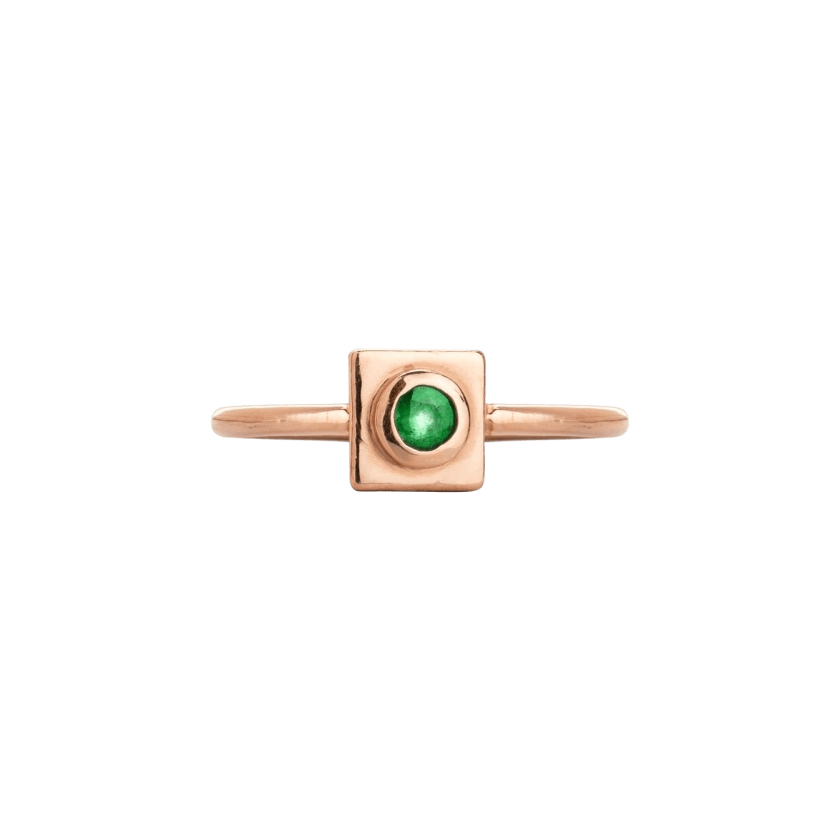 14k gold Rings - Squared Circle Emerald Ring - Corvo Jewelry by Lily Raven