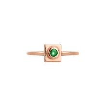 14k gold Rings - Squared Circle Emerald Ring - Corvo Jewelry by Lily Raven