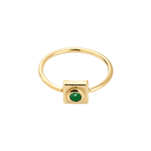 14k gold Rings - Squared Circle Emerald Ring - Corvo Jewelry by Lily Raven
