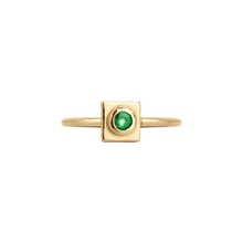 14k gold Rings - Squared Circle Emerald Ring - Corvo Jewelry by Lily Raven