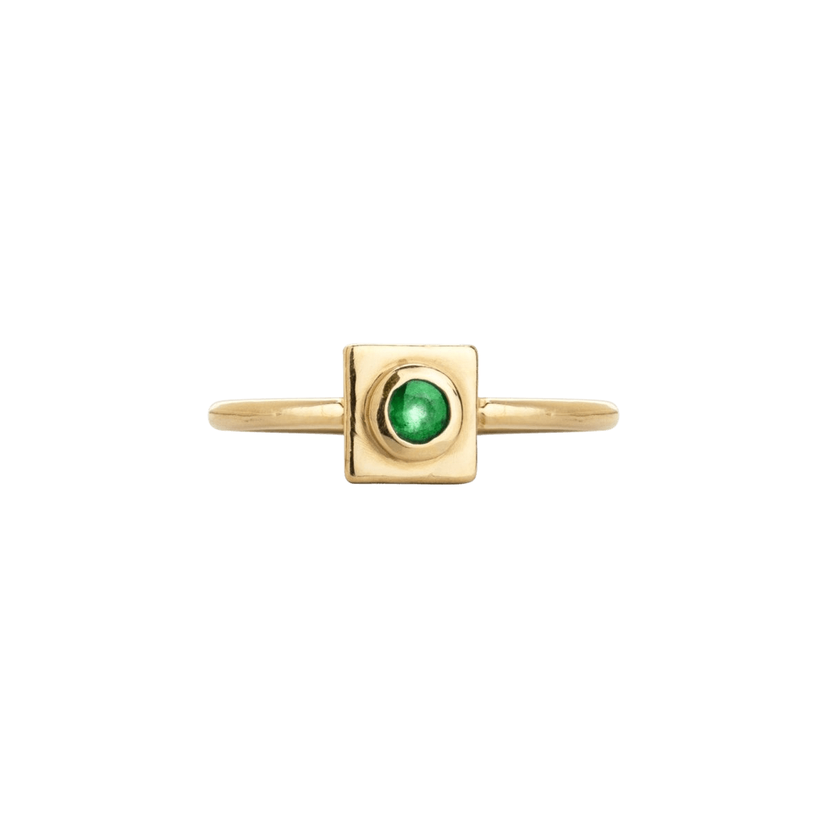 14k gold Rings - Squared Circle Emerald Ring - Corvo Jewelry by Lily Raven