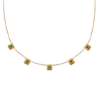 14k gold Necklace - Squared Circle Emerald Station Necklace - Corvo Jewelry by Lily Raven