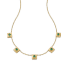 14k gold Necklace - Squared Circle Emerald Station Necklace - Corvo Jewelry by Lily Raven