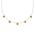 14k gold Necklace - Squared Circle Emerald Station Necklace - Corvo Jewelry by Lily Raven
