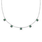 14k gold Necklace - Squared Circle Emerald Station Necklace - Corvo Jewelry by Lily Raven