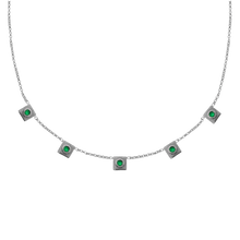 14k gold Necklace - Squared Circle Emerald Station Necklace - Corvo Jewelry by Lily Raven